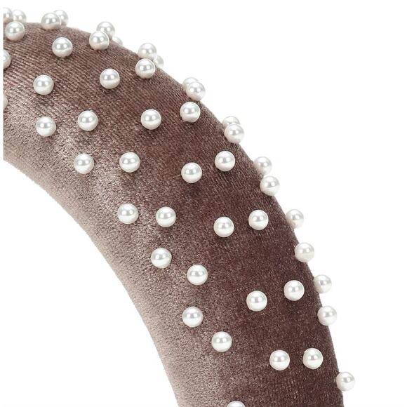 Lele Sadoughi Padded Velvet Pearl Headband NWOT